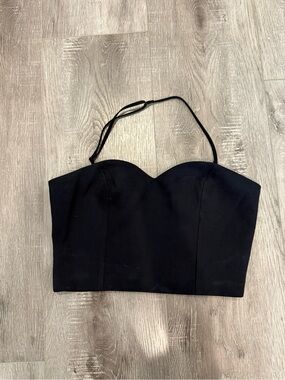 Oak + Fort navy blue Strapless Sweetheart Neckline Corset Bustier Top S
